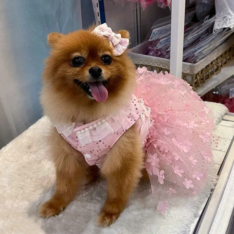 Pink Sequin Flower Dress